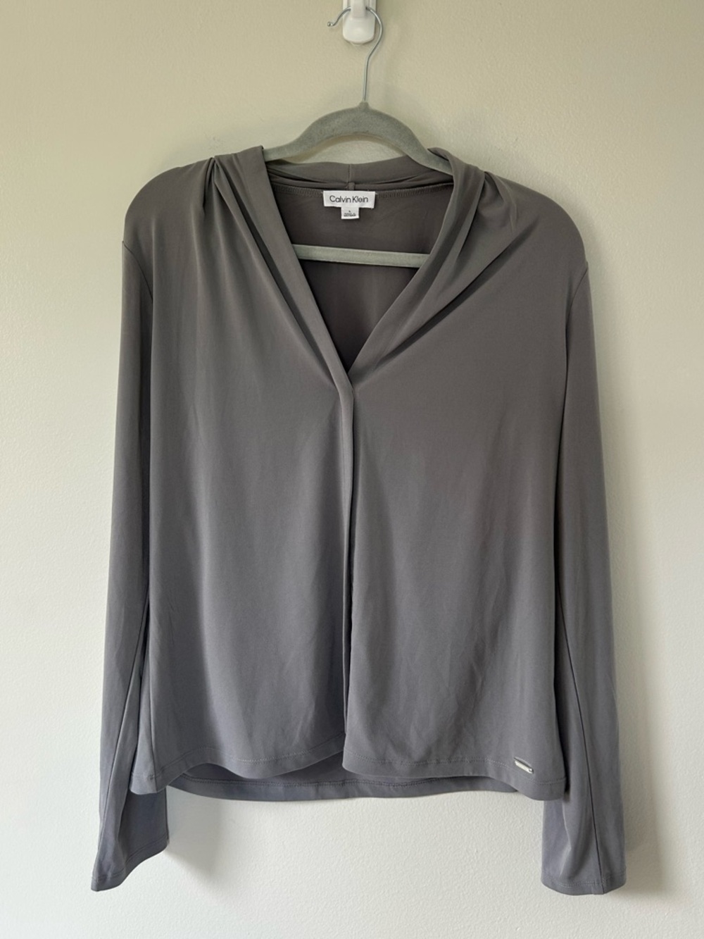 Calvin Klein Gray Long-Sleeve Blouse (L)